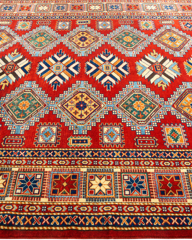 Tribal, One-of-a-Kind Hand-Knotted Area Rug  - Red, 5' 10" x 8' 5"