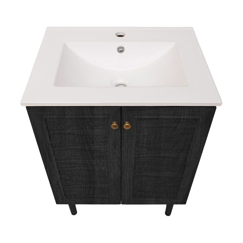 Bron 24" Freestanding Bathroom Vanity in Black Oak with Sink Top image number 6
