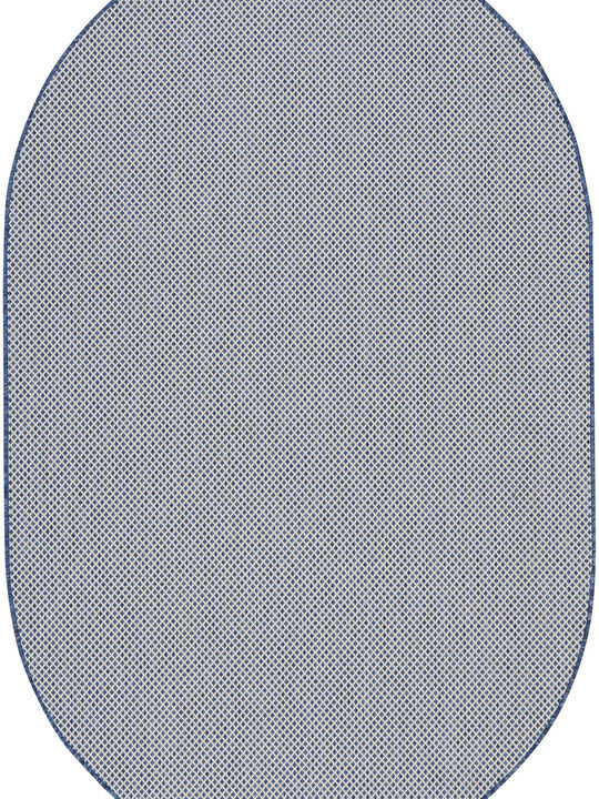 Courtyard COU01 Ivory/Blue 5' x 8' Oval Rug