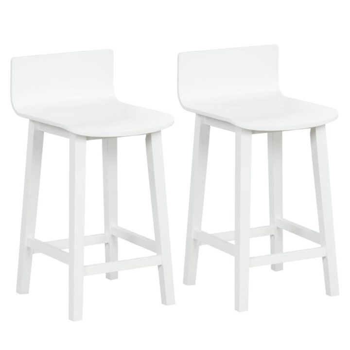 Hivvago Wood Bar Stools Set of 2 with Solid Back and Seat