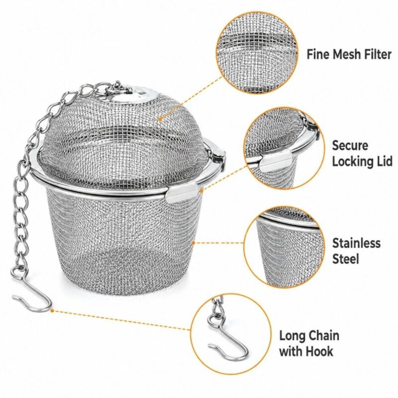 Stainless Steel Tea Infuser Ball with Chain image number 2