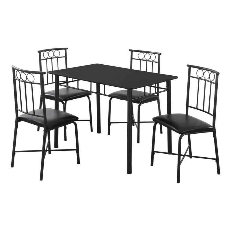 Monarch Specialties I 1018 Dining Table Set, 5pcs Set, Small, 40" Rectangular, Kitchen, Metal, Laminate, Black, Contemporary, Modern
