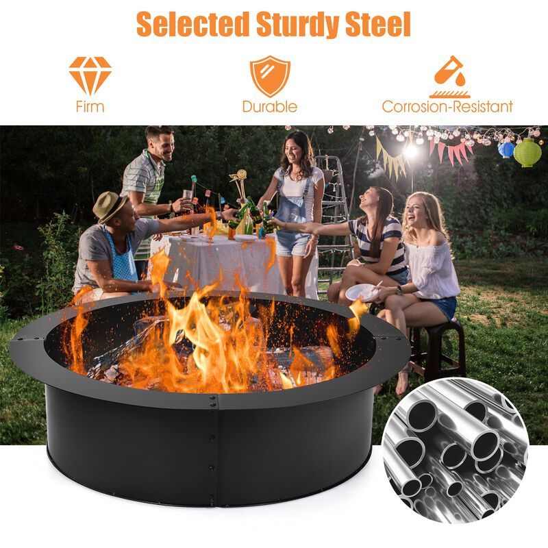 Mondawe 36" Steel Fire Pit Ring - Heavy Duty DIY Firepit