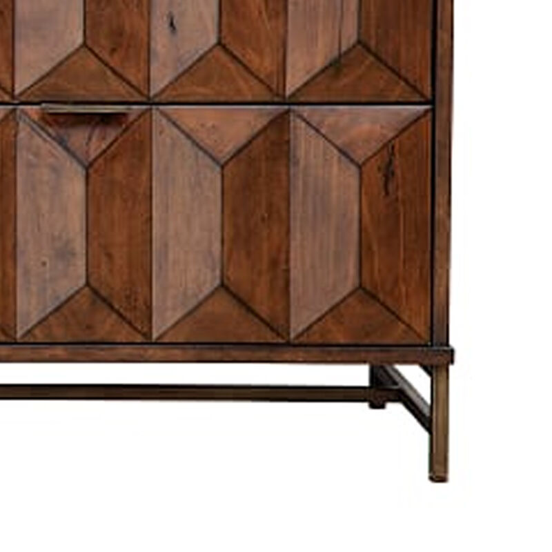 6 Drawer Dresser with Honeycomb Design and Metal Legs, Brown image number 4