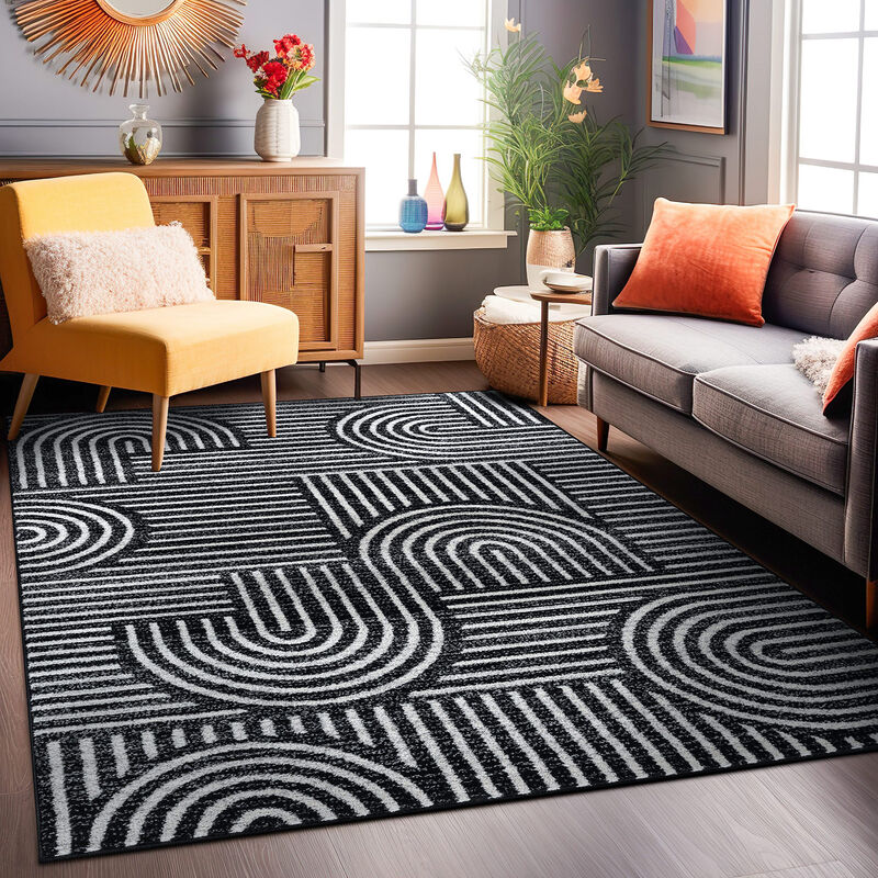 World Rug Gallery Bohemian Stipre Arch Design Area Rug:  Geometric,  Rectangle,  Low Pile,  Stain & Fade Resistant image number 6