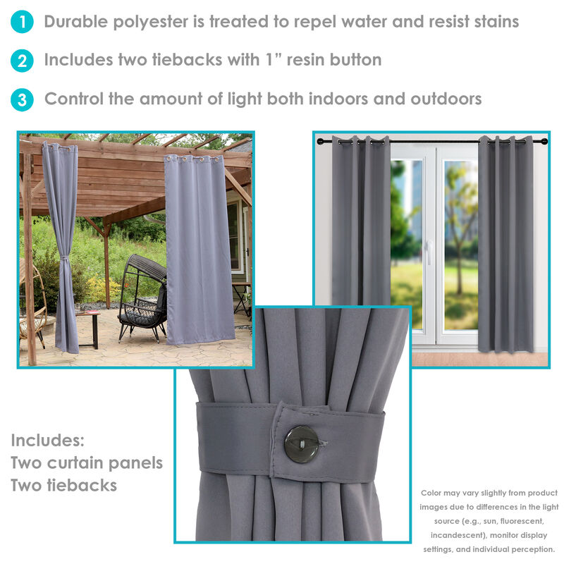 Sunnydaze Outdoor Blackout Curtain Panel - 52 in x 108 in