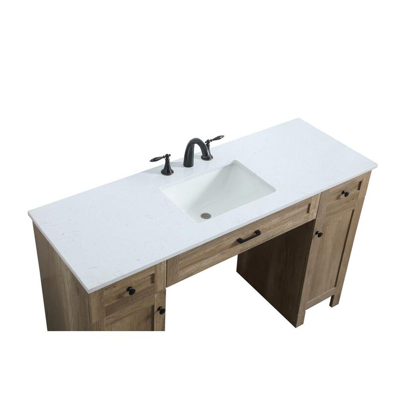 Elegant Kitchen and Bath 54 Inch ADA Compliant Bathroom Vanity In Natural Oak