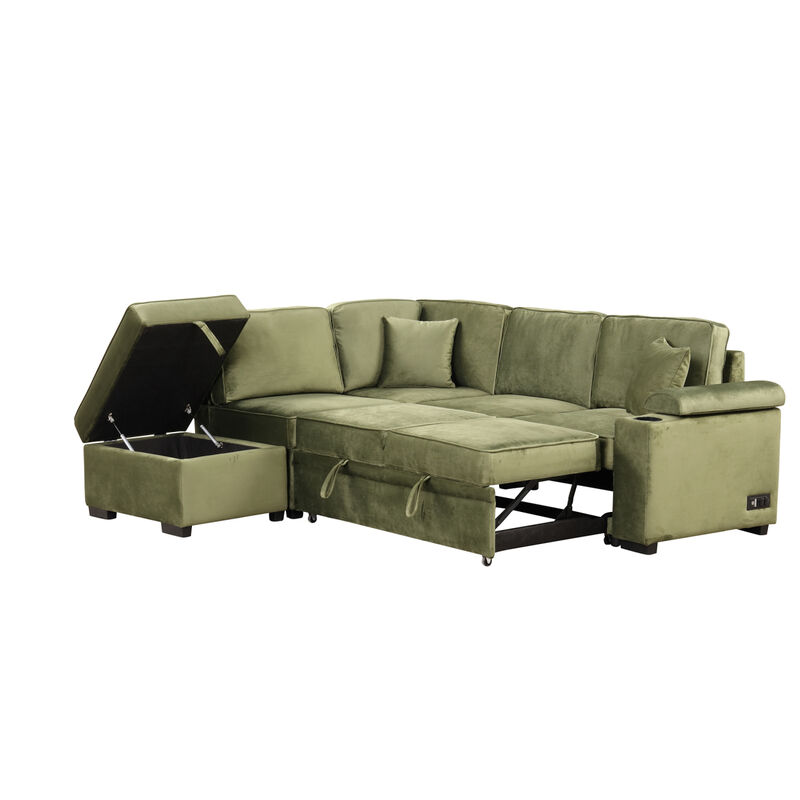 Streamdale Convertible L-Shaped Sleeper Sofa with Storage Ottoman