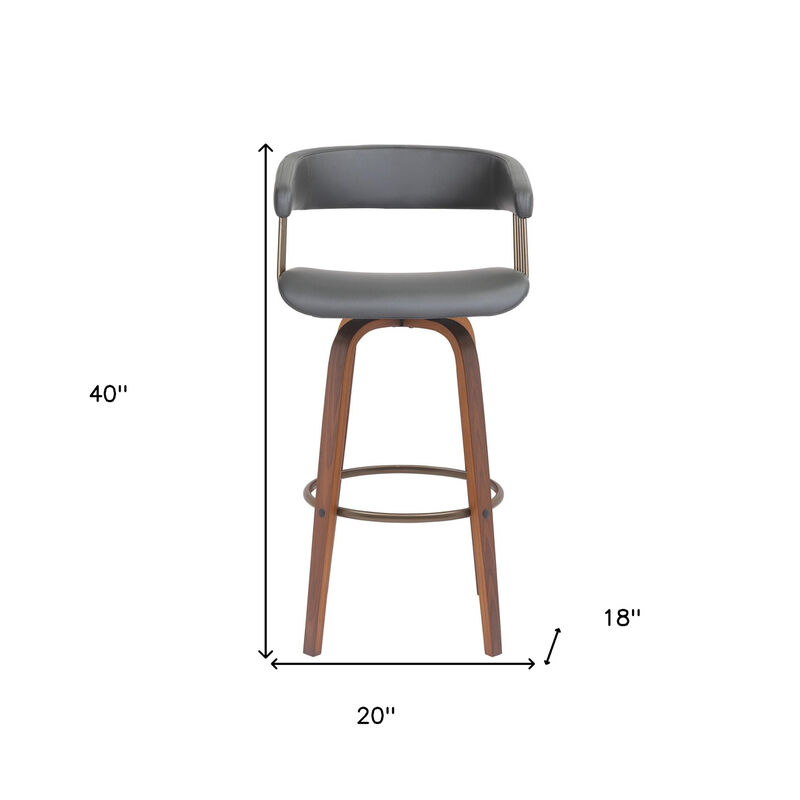 HomeRoots Faux Leather Cafe-Style Swivel Bar Stool with Armrests image number 6
