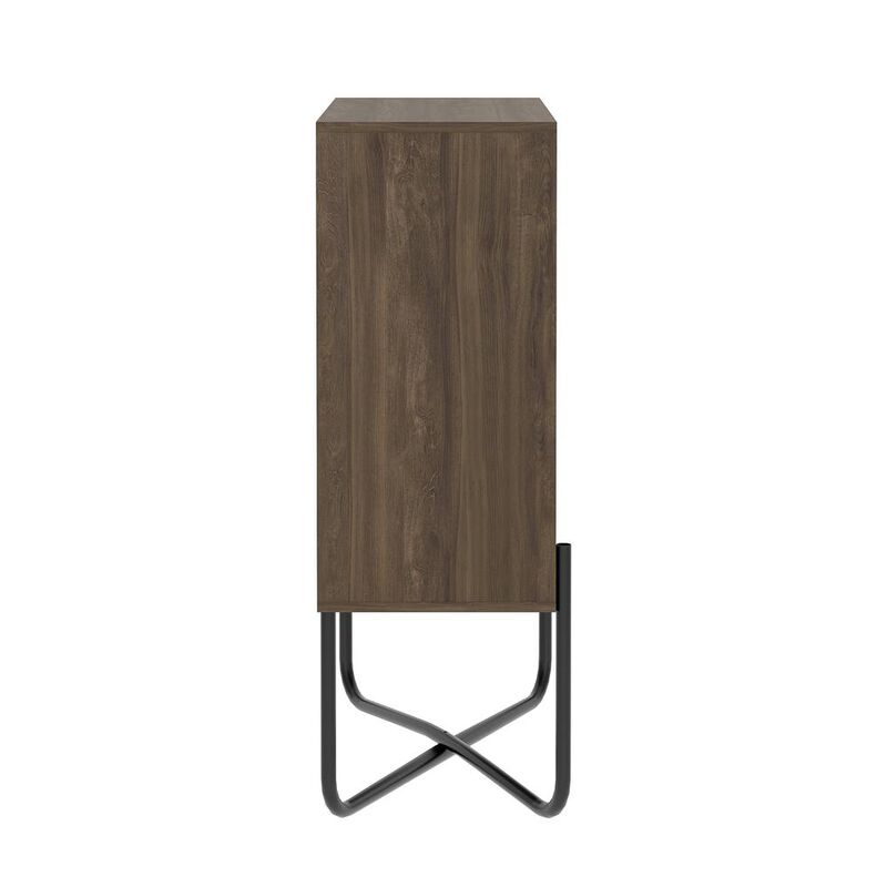 Techni Mobili Modern Geometric Bookcase, Walnut