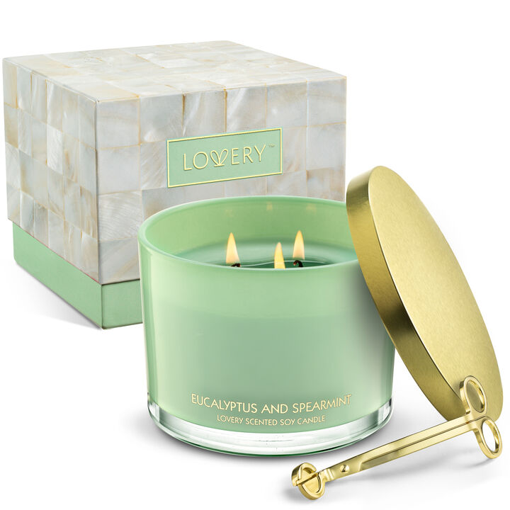 Eucalyptus & Spearmint Home Candle Gift Set & Wax Trimmer, 2-Pc. Soy Candles