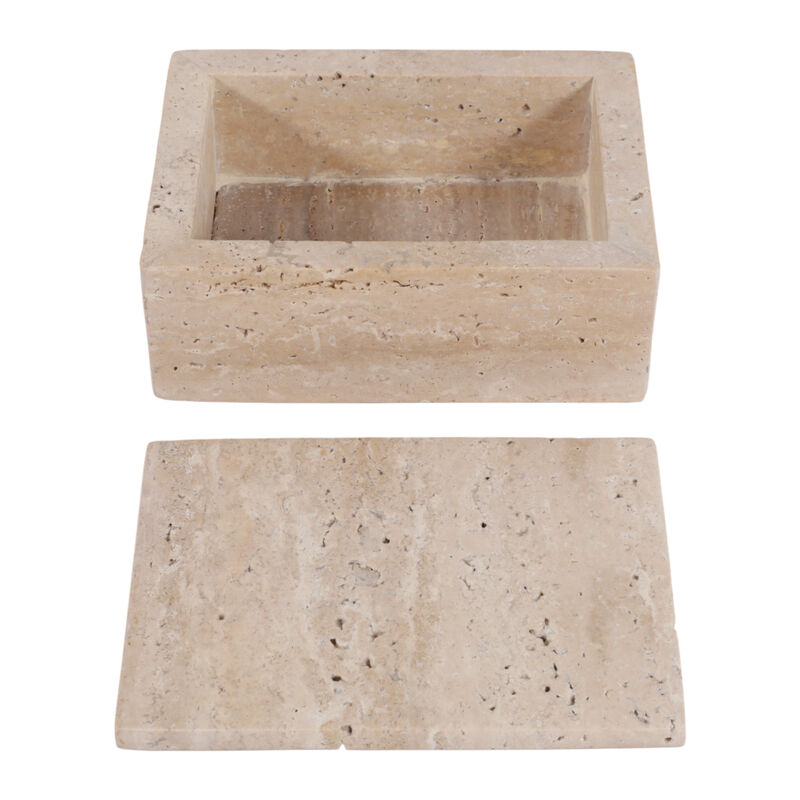 7" Travertine Box, Tan image number 3