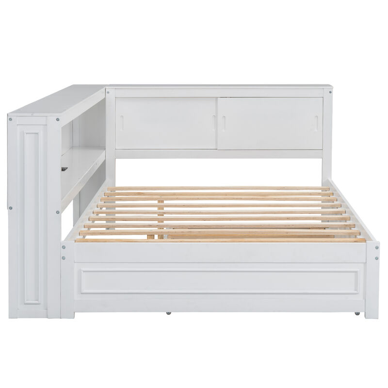 Merax Daybed Bed with Storage Shelves and Trundle