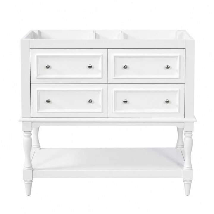 ELEMENT ACE Free Standing 36-Inch Bathroom Vanity Cabinet with 4 Drawers, Solid Wood Frame, MDF Build for Bathroom Storage