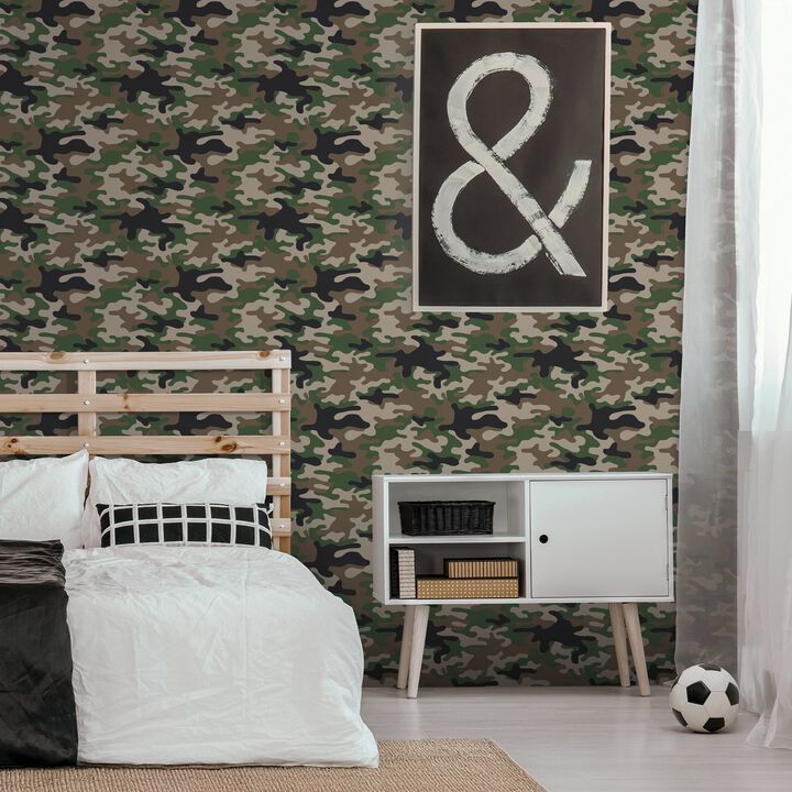 Kids and Teens Camo Green Wallpaper G78552