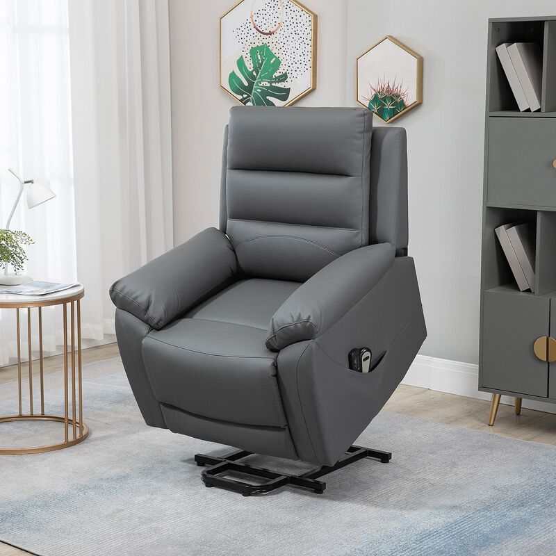 Electric Power Lift Chair for Elderly with Massage, Oversized Living Room Recliner with Remote Control, and Side Pockets, Grey image number 2
