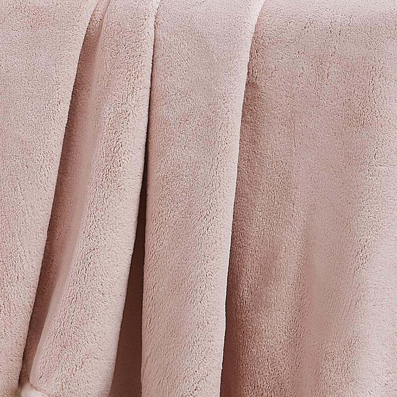 RT Designers Collection Morgan Perfect for Afternoon Naps or Home Decor Solid Matte Fleece Throw 50"x70" Blush image number 3