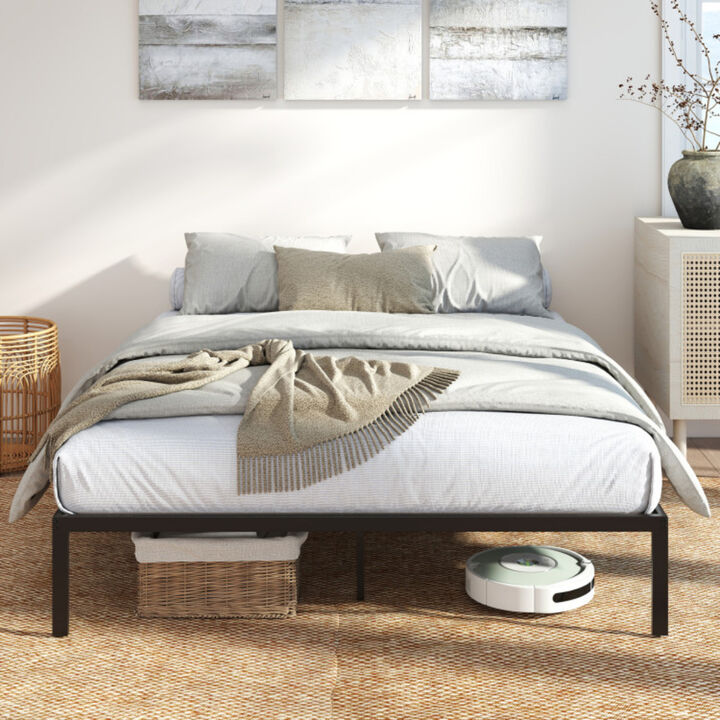 Heavy Duty Metal Bed Frame with Steel Slats &ndash; Durable Mattress Support Platform