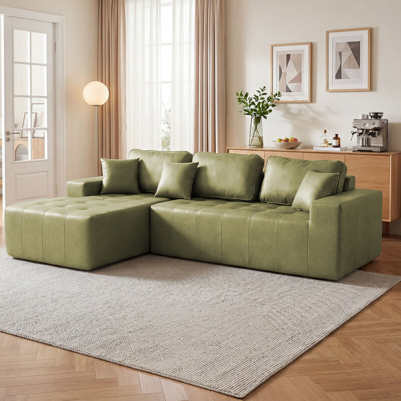 Lubcle Faux Leather Compression Sofa image number 1