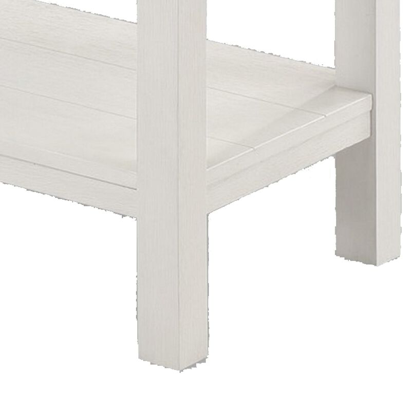 Mon 48 Inch Sofa Console Table, Open Shelf, Brown Surface, White Frame