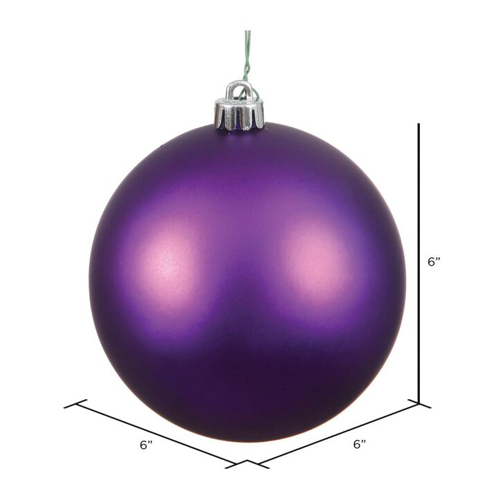 Vickerman 6" Plum Matte Ball Ornament, 4 per Bag