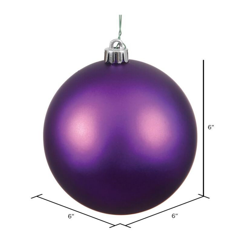 Vickerman 6" Plum Matte Ball Ornament, 4 per Bag image number 1