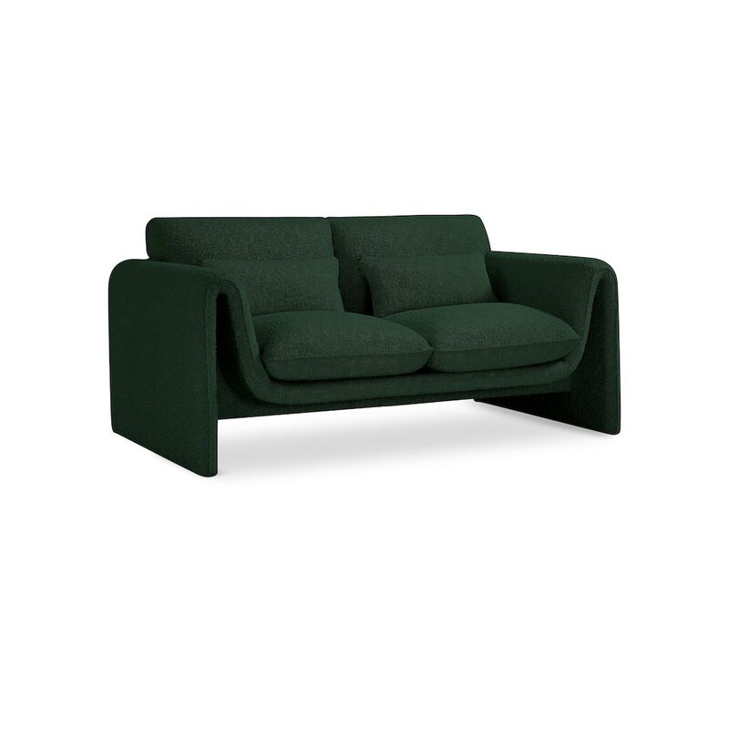Meridian Furniture Stylus Green Boucle Fabric Loveseat