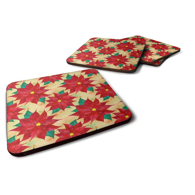 Caroline's Treasures Poinsetta Christmas Decorative coasters, 3.5, Multicolor