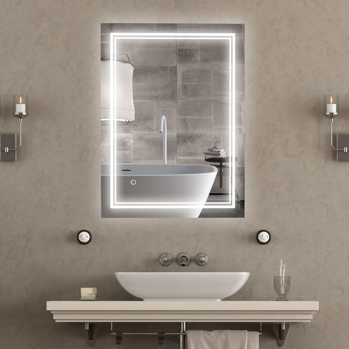 32" x 24" LED Bathroom Mirror, Lighted Vanity Mirror, Wall Mounted with Smart Touch Button, Horizontally and Vertically, Waterproof, Plug-in