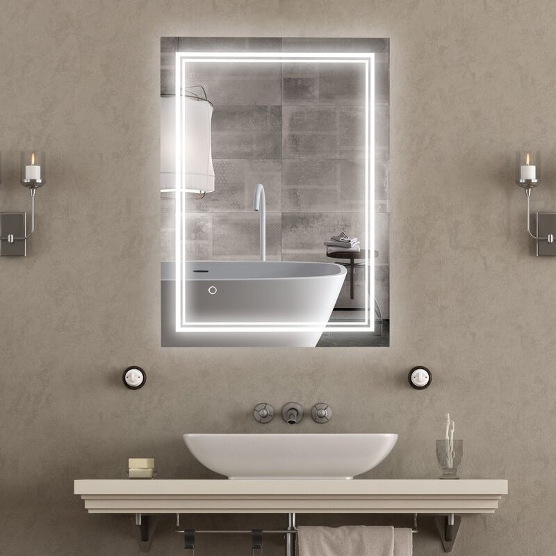 Modern Bathroom Mirror: 32x24 LED Lighted Smart Touch Vanity Mirror