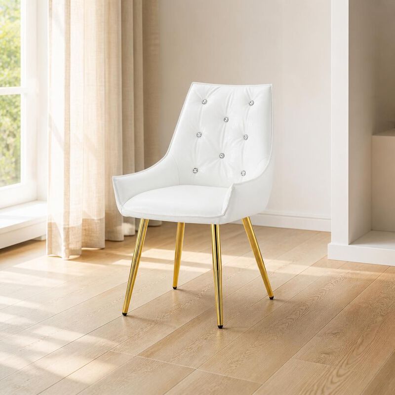 GOODSILO Crocodile Pattern Tufted Accent Chair with High Resilience Cushion Metal Legs for Dining Room Living Room Office, Set of 2 image number 2