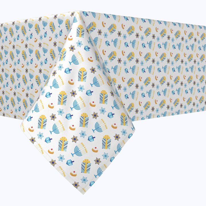 Fabric Textile Products, Inc. Square Tablecloth, 100% Polyester, Cute Menorahs and Stars