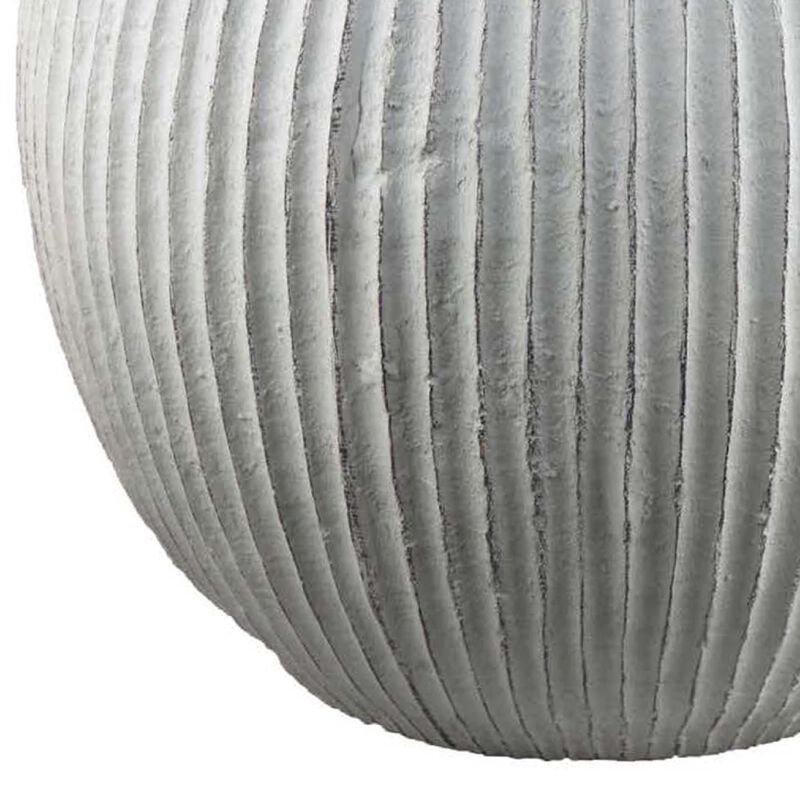 Nios Decorative Vase, Short and Wide, 17 Inch Weathered White Resin