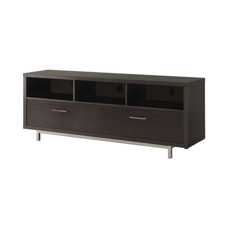 Fabulously Designed  tv console with chrome legs, Brown image number 0