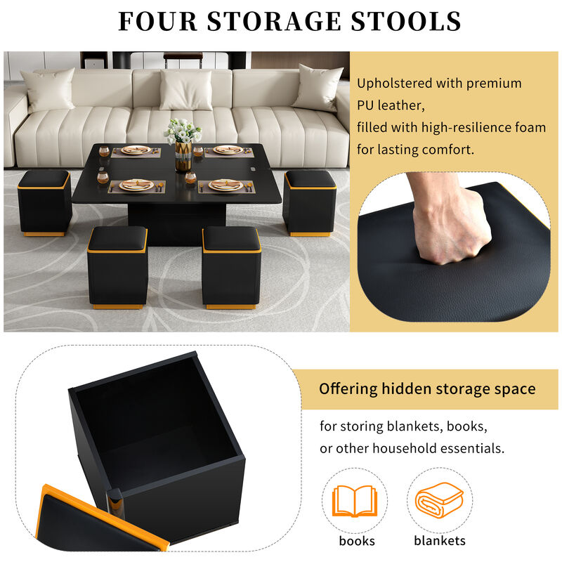Merax Convertible Coffee Table with Lift Mechanism & Foldable Dining Extension image number 6
