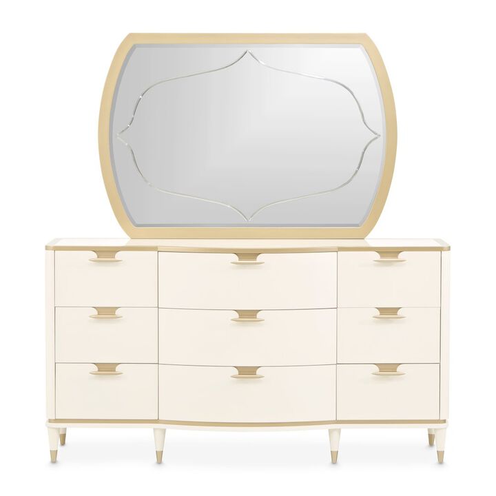 Michael Amini La Terrazza Dresser with Mirror - Creamy Pearl