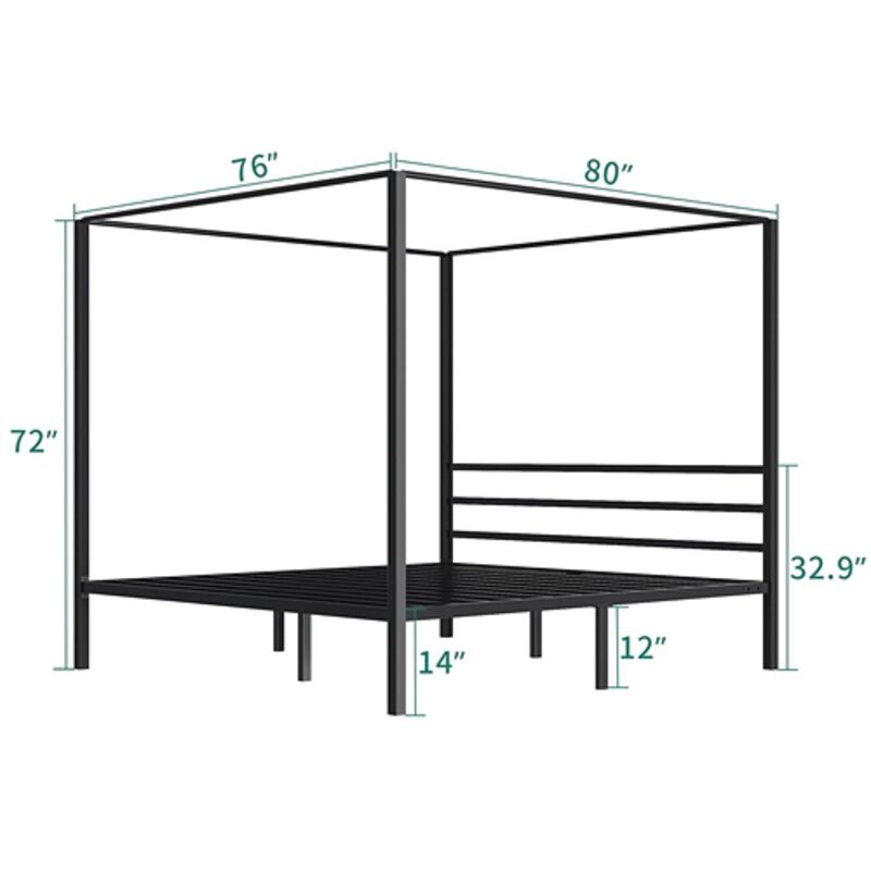 Four Poster Metal Bed – Sleek, Modern Canopy Design for Ultimate Bedroom Elegance