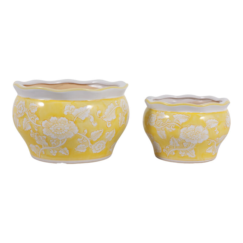 S/2 Round Chinoiserie Planters image number 0
