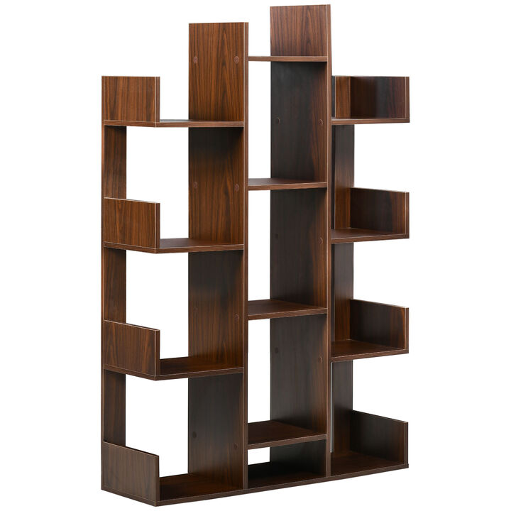 Tree Bookshelf Modern Free Standing Bookcase w/ 13 Open Shelves for Living Room