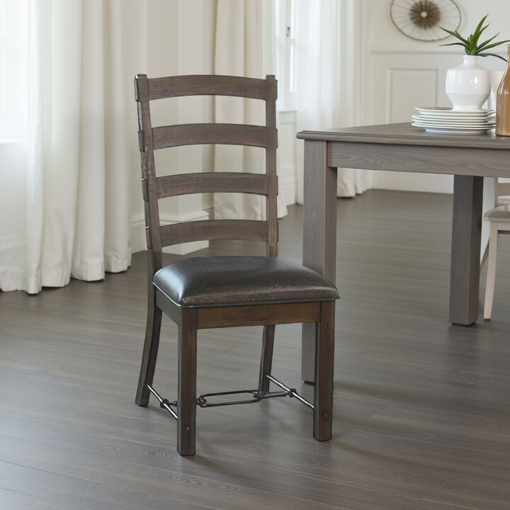 Flint Dining Side Chair Set of 2, Fabric, Dark Brown Mahogany, 19 Inch