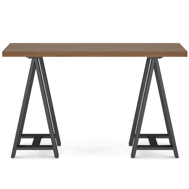 Sawhorse SOLID WOOD and Metal 50 inch Wide Modern Industrial SOLID WALNUT WOOD and Metal Console Sofa Table in Walnut