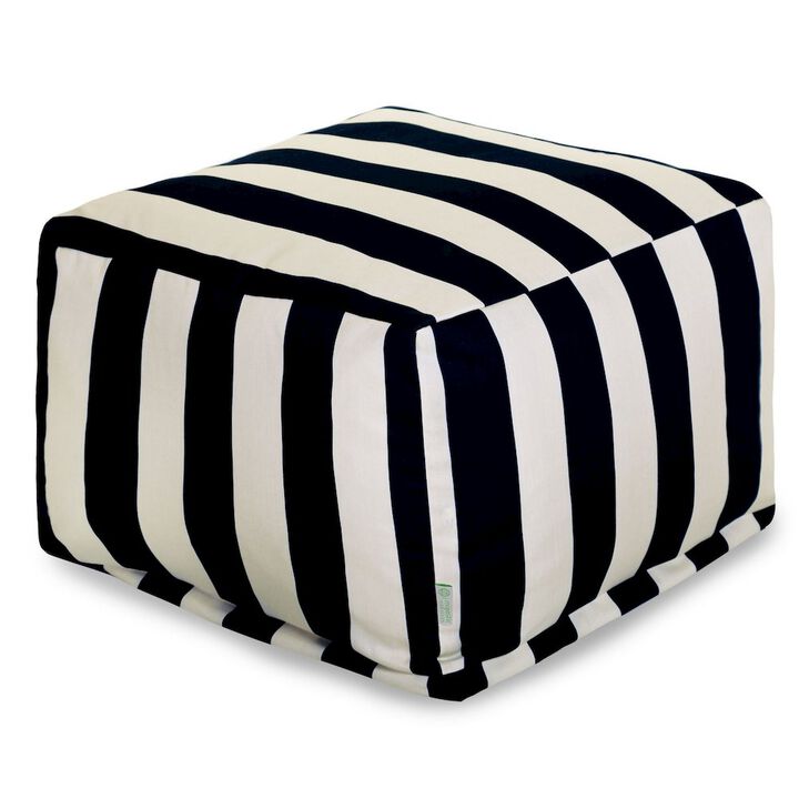 Majestic Home Goods Ottoman Pouf Vertical Stripe Black