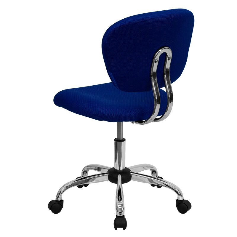 Beverly Mid-Back Blue Mesh Padded Swivel Task Office Chair with Chrome Base