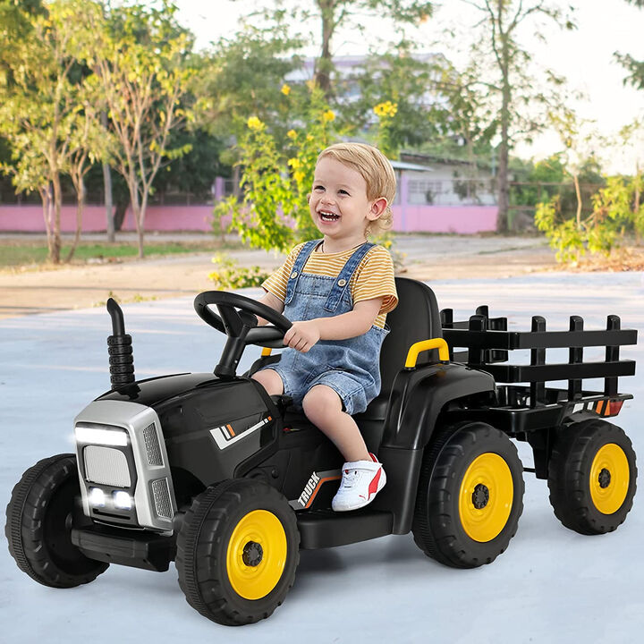 Kids 12V Ride On Tractor with 3 Speed Gears and Front Loader Ages 3 Plus