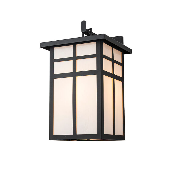 3-Light H18 in Large Modern Farmhouse Black Outdoor Wall Lantern With Frosted Glass Exterior Wall Light for Garage Entryway Porch