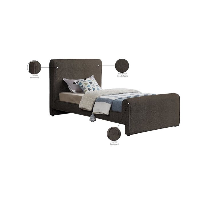 Meridian Furniture Stylus Brown Boucle Fabric Twin Bed