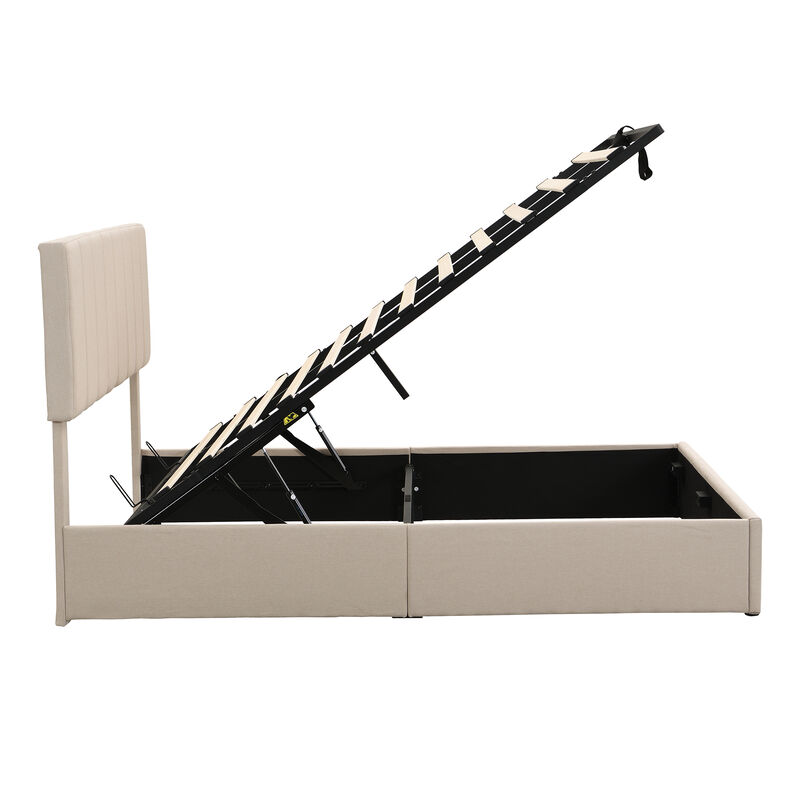 Merax Upholstered Platform bed with a Hydraulic Storage System