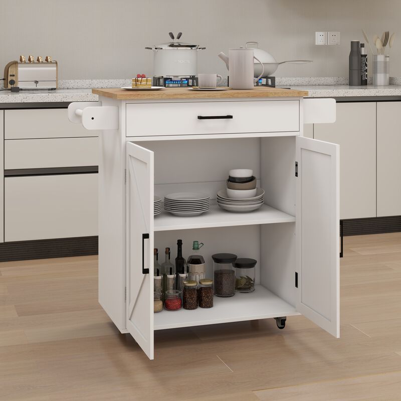 ELEMENT ACE Versatile Kitchen Island Cart with Adjustable Shelves and Towel Rack image number 7
