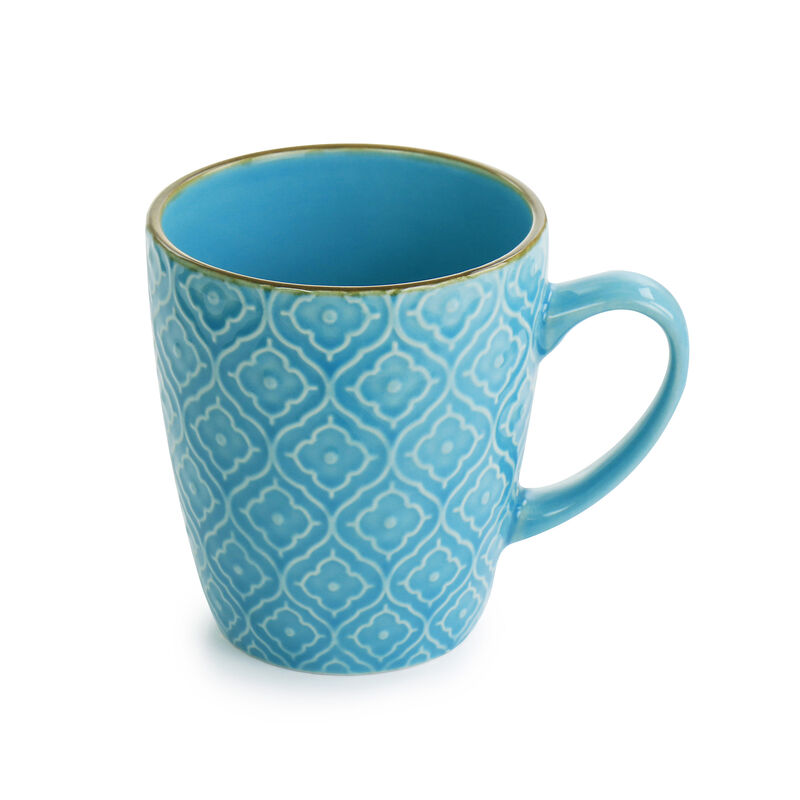 Elama Aqualite 16 Piece Embossed Stoneware Dinnerware Set in Teal