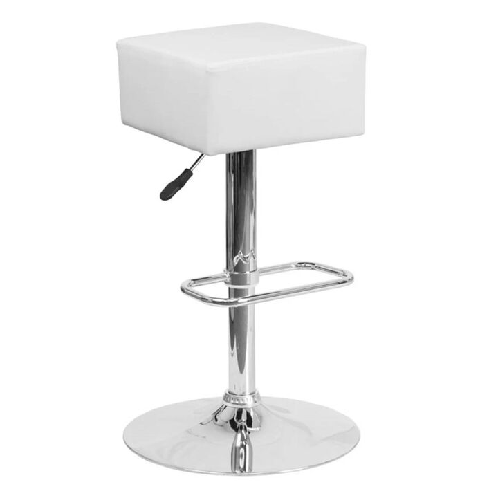 Hivvago Backless Modern Swivel Barstool with White Faux Leather Seat